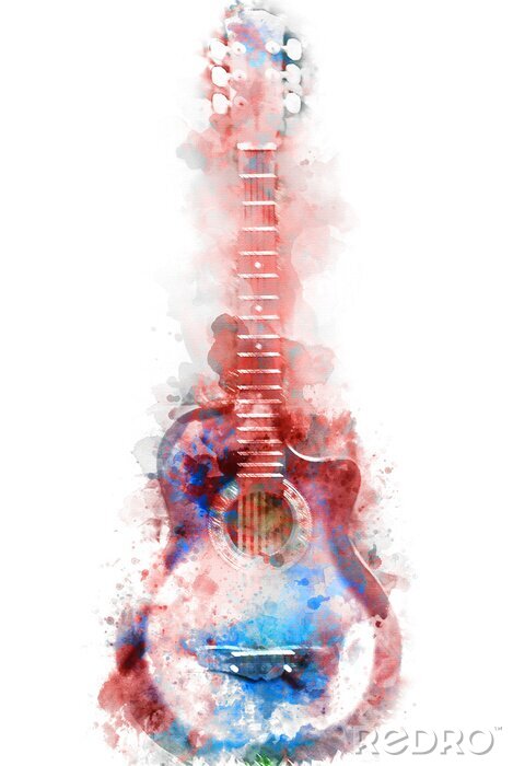 Bild Saiteninstrumente Gitarre Aquarell