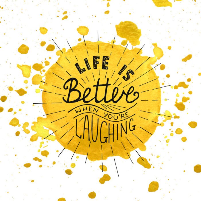 Bild Satz über das Lachen auf einem gelben Klecks