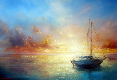 Bild Schiff und Sonnenaufgang