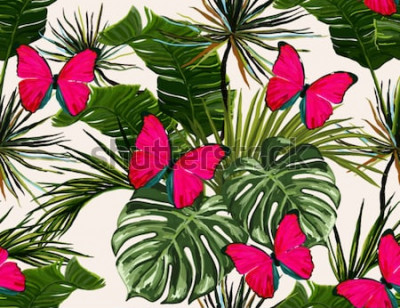 Bild Schmetterlinge und tropische Blätter