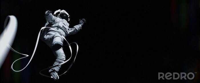 Bild Schwarz-Weiß-Muster mit einem Astronauten
