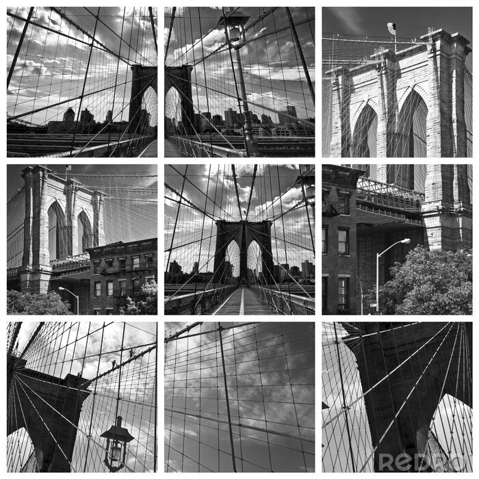 Bild Schwarz-weiße Collage mit Brooklyn Bridge