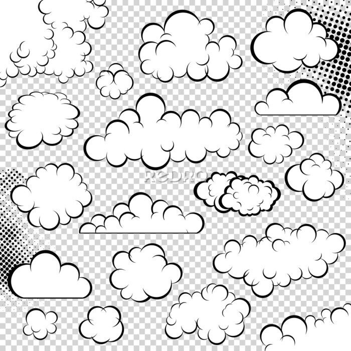 Bild Schwarz-weiße Comic-Wolken