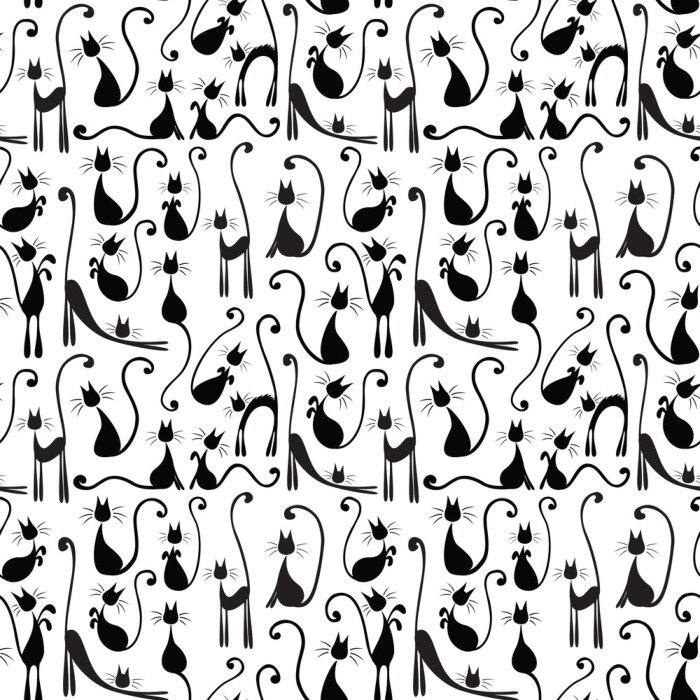 Bild Schwarz-weiße Grafik mit Katzen