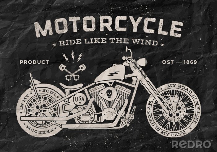 Bild Schwarz-weiße Grafik mit Motorrad