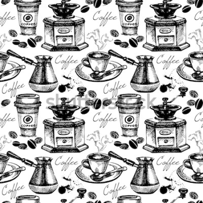 Bild Schwarz-weiße Illustration mit Kaffeemotiv