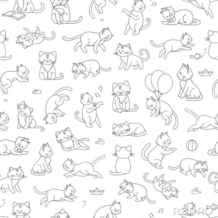 Bild Schwarz-weiße Katzen in verschiedenen Positionen