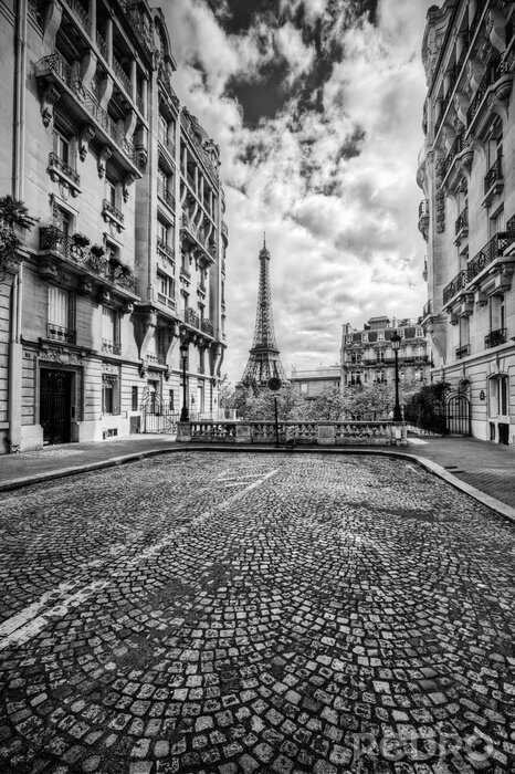 Bild Schwarz-weiße Pariser Straße