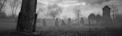 Bild Schwarz-weißer düsterer Friedhof
