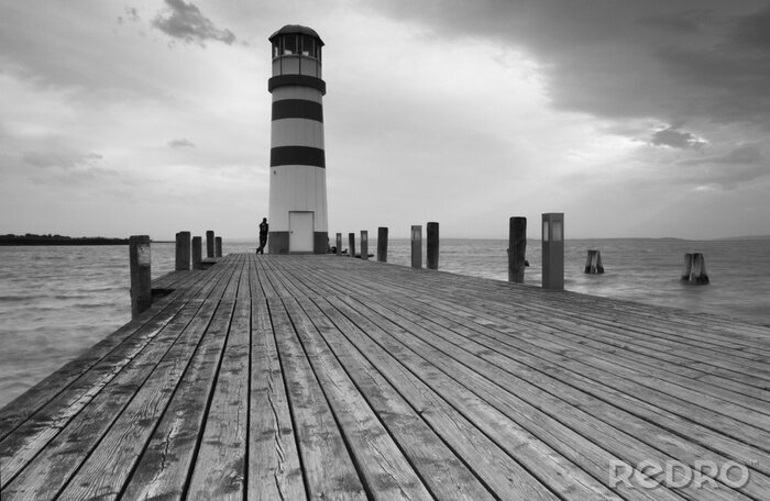 Bild Schwarz-weißer Leuchtturm