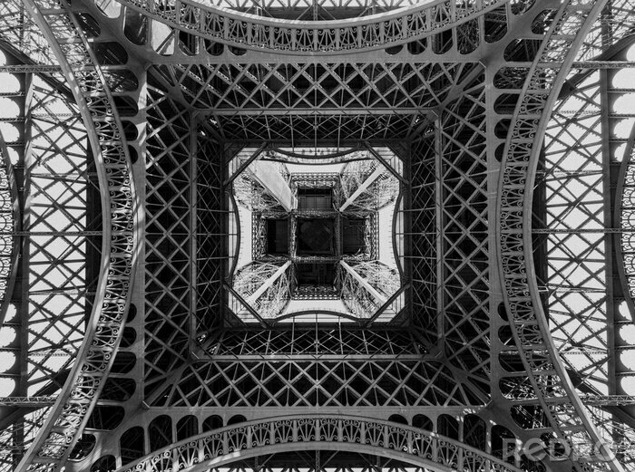 Bild Schwarz-weißer Paris Eiffelturm von unten