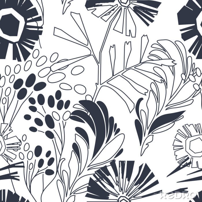 Bild Schwarz-weißes florales Motiv