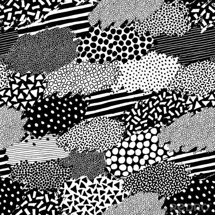 Bild Schwarz-weißes Muster mit geometrischen Formen