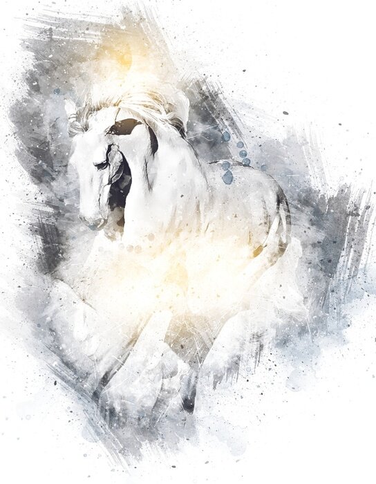 Bild Schwarz-weißes Pferd gezeichnet