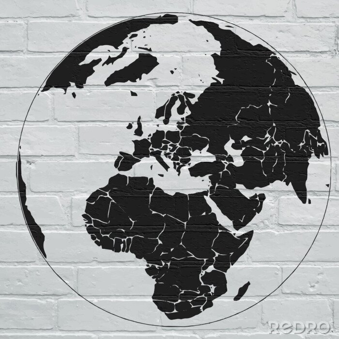 Bild Schwarze Weltkarte auf dem Globus