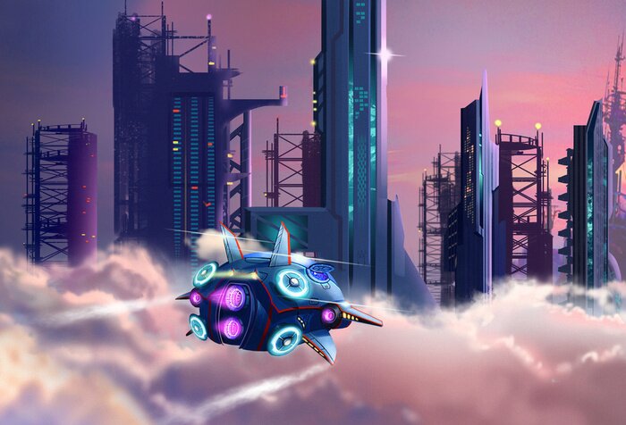 Bild Science-Fiction-Anime mit Raumschiff