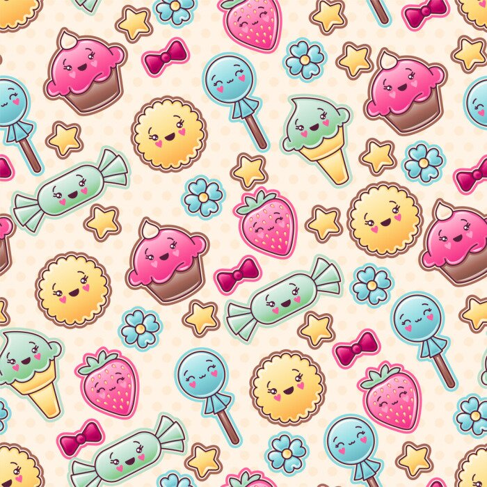 Bild Seamless kawaii Kind Muster mit niedlichen Doodles.