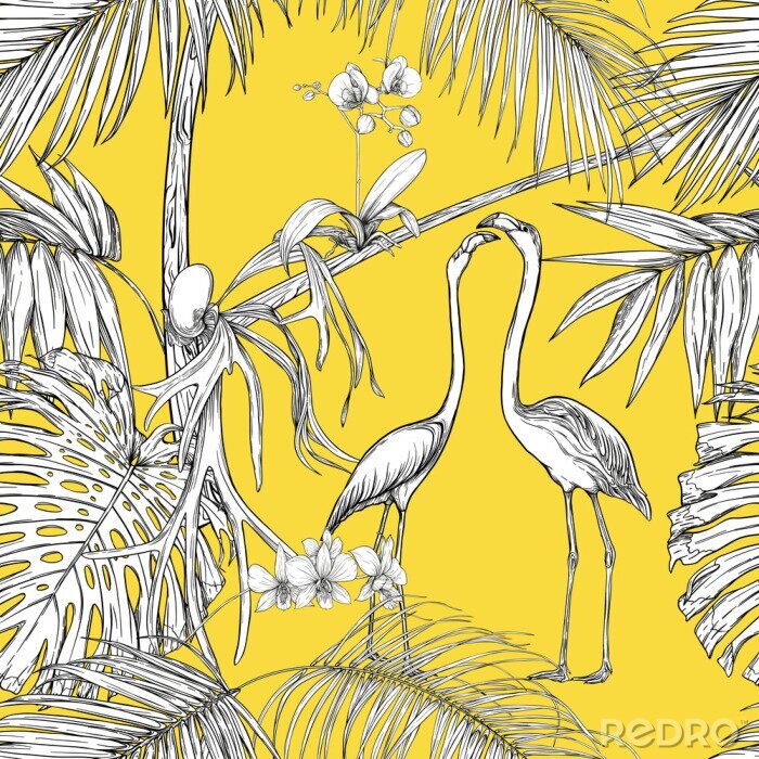 Bild Seamless pattern, background. with tropical plants