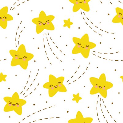 Seamless pattern with kawaii stars