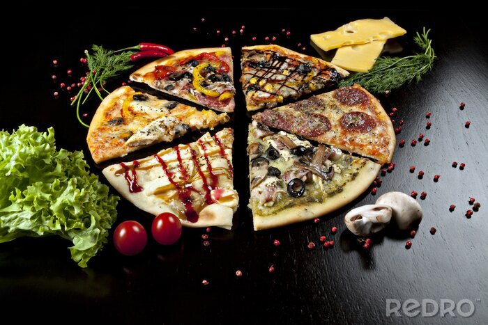 Bild Sechs Arten von Pizza