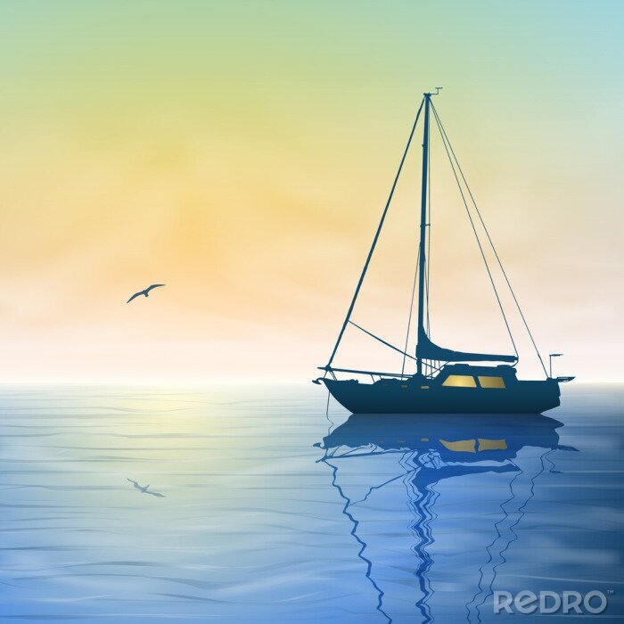Bild Segelboot am pastellfarbenen Himmel