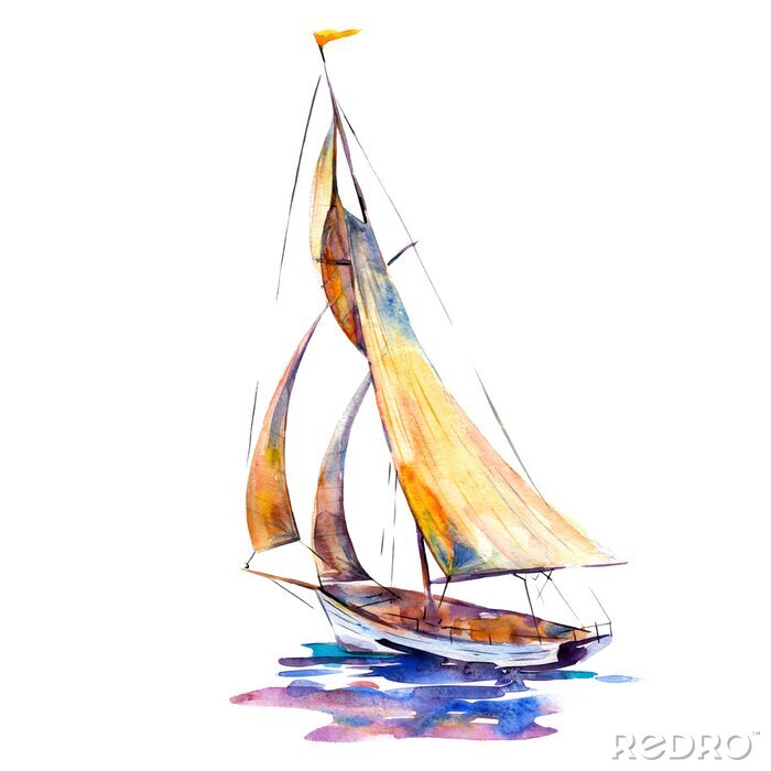 Bild Segelboot Aquarell gemalt