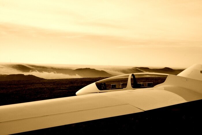 Bild Segelflugzeug in Sepia-Tönen