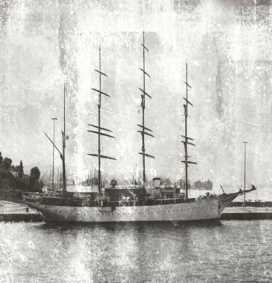 Bild Segelschiff im Hafen gemalt