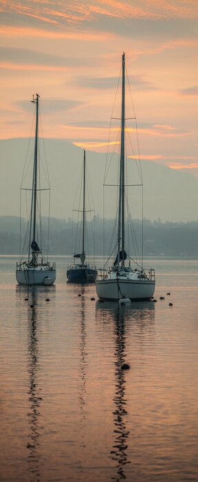 Bild Segelschiffe in den Strahlen der untergehenden Sonne