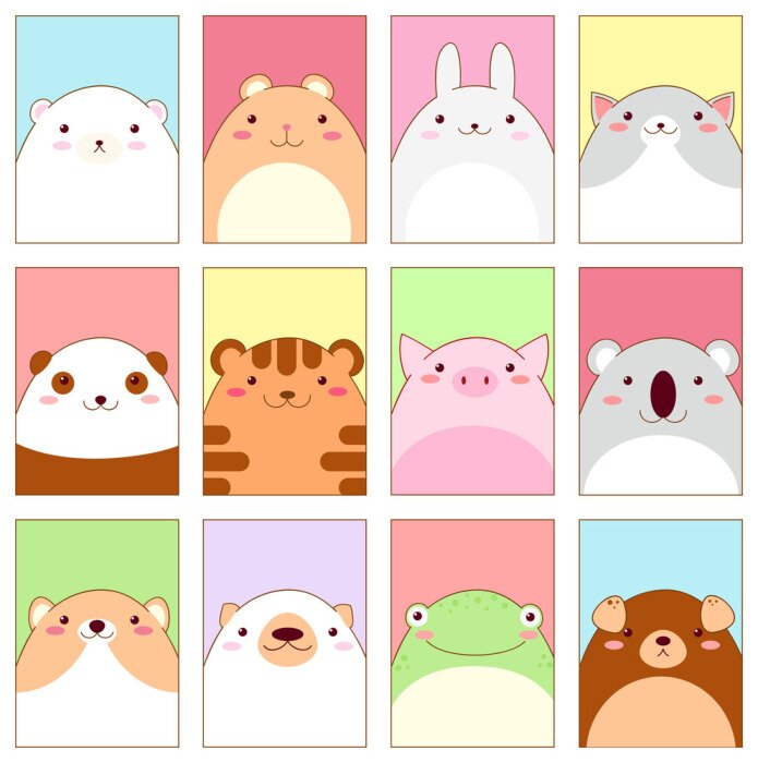 Bild Set of banners with cute animals