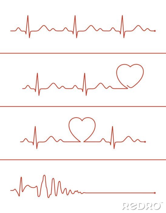 Bild Set of various cardiogram lines. Cardiogram lines of healthy heart and heart stop