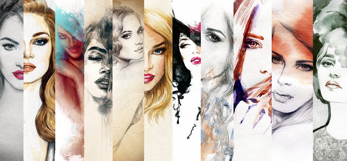 Bild Set von Frauenporträts