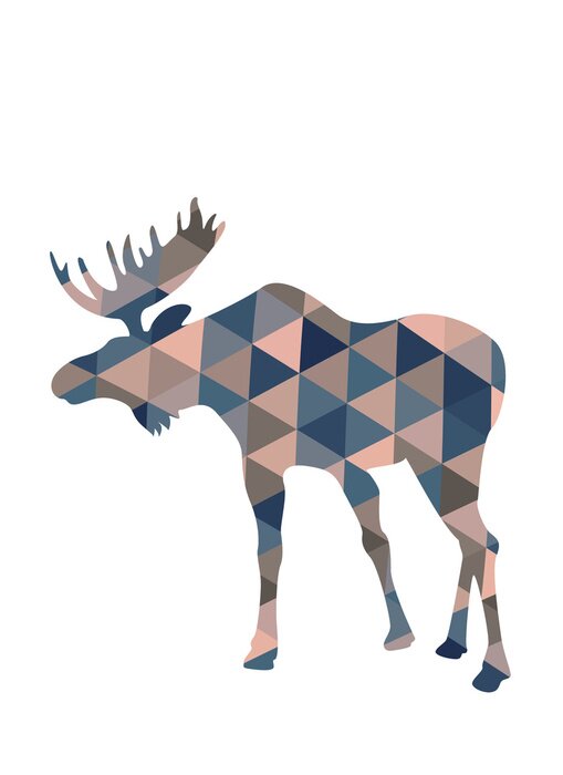 Bild Silhouette der Elche in Dreiecken.