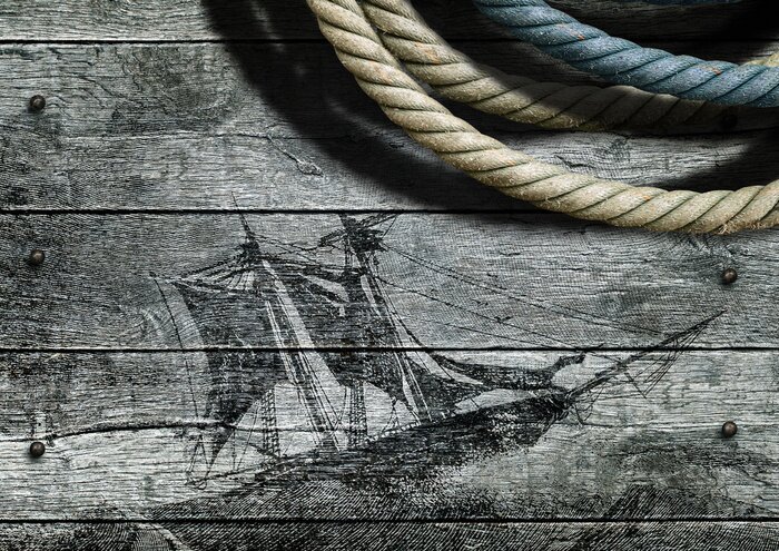 Bild Silhouette des Schiffes auf Brettern