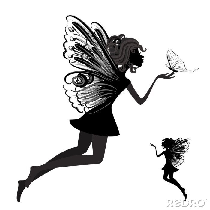 Bild Silhouette von einer Fee mit Schmetterling