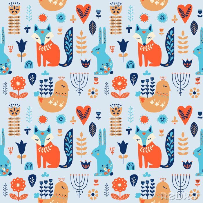 Bild Skandinavischer Kinderwald mit Tieren