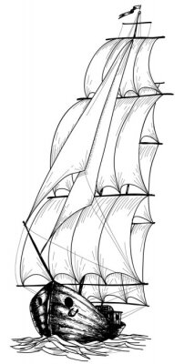 Skizze einer alten Yacht