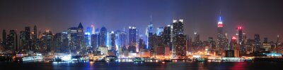 Skyline bei Nacht in den USA 3D