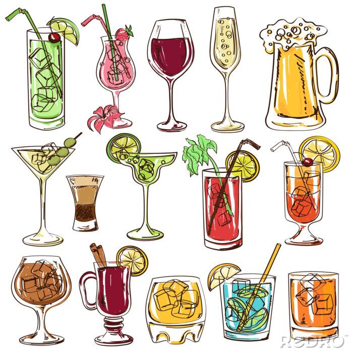 Bild Sommerliche Getränke auf weißem Hintergrund