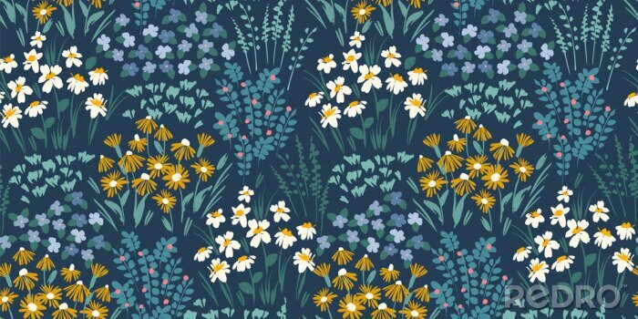 Bild Sommerwiese auf dunkelblauem Hintergrund