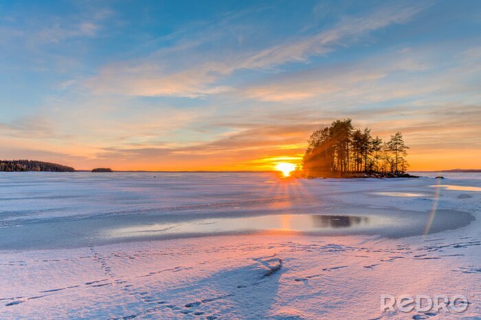 Bild Sonnenaufgang am See in Finnland