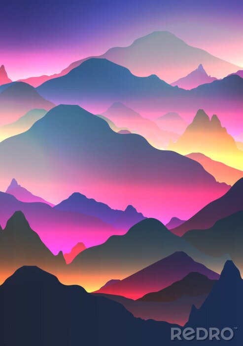 Bild Sonnenaufgang Berge abstrakt