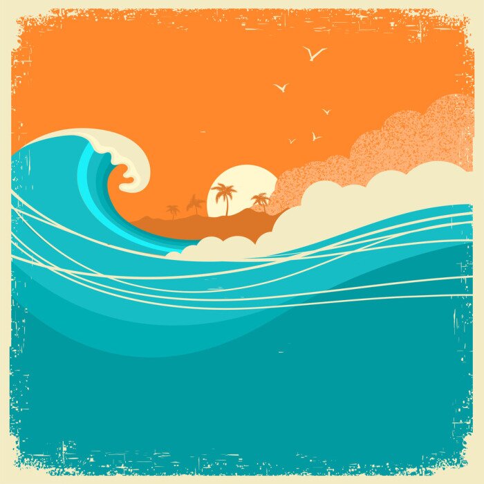 Bild Sonnenaufgang Meer im Vintage-Stil