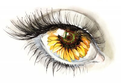 Sonnenblume in einer Pupille