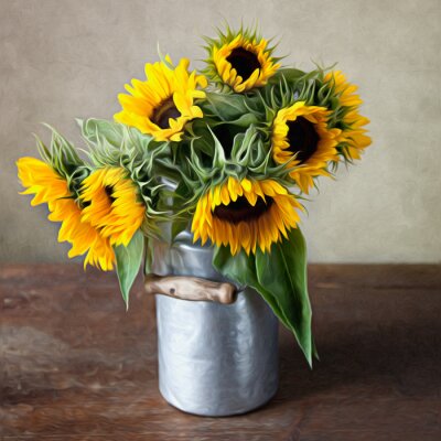 Bild Sonnenblumen in der Metallvase