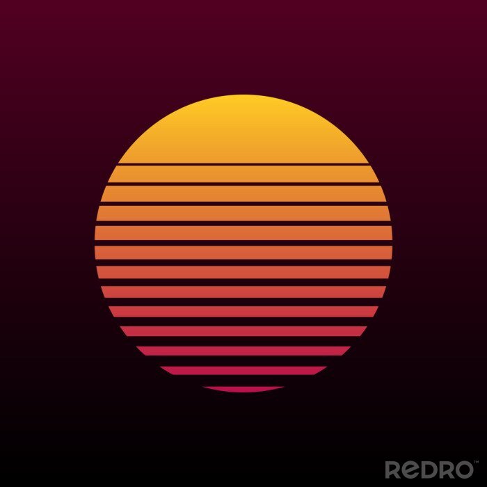 Bild Sonnenuntergang auf Retro-Grafik
