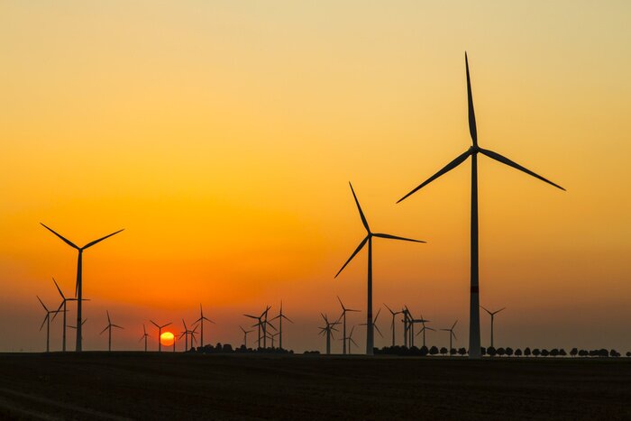 Bild Sonnenuntergang und Windräder