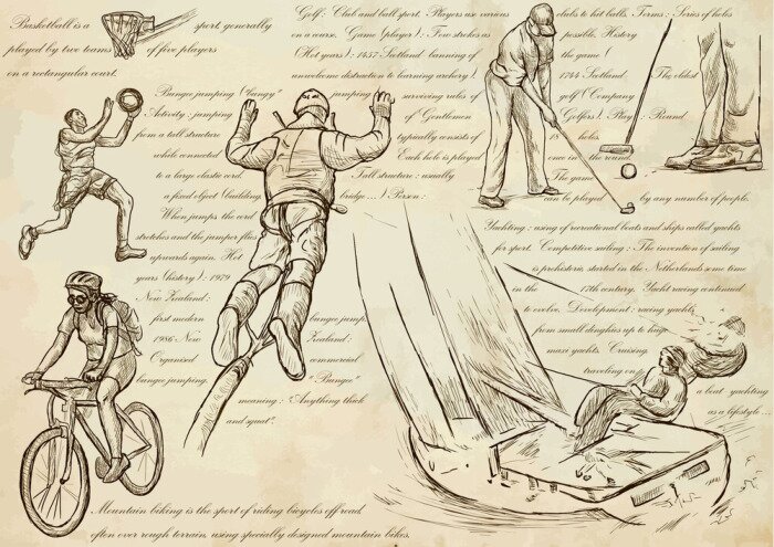 Bild Sport-Mix - Eine Hand gezeichnet Vektor Illustrationen, Linie Kunst