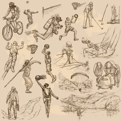 Tapete Sport-Mix - Eine Hand gezeichnet Vektor-Sammlung