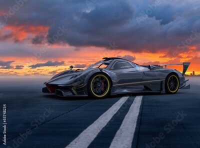 Bild Sportauto und Sonnenuntergang